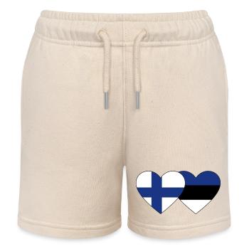 Finnland Estland Flagge Herz - Kinder Organic Joggingshorts Mini Bolter von Stanley/Stella - Natur - Vorne