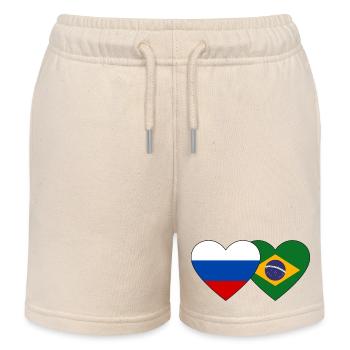 Drapeau de la Russie et du Brésil - Short de jogging enfant bio Stanley/Stella - écru doux - Devant