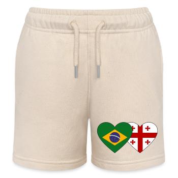 Brésil Géorgie Drapeau Coeur - Short de jogging enfant bio Stanley/Stella - écru doux - Devant