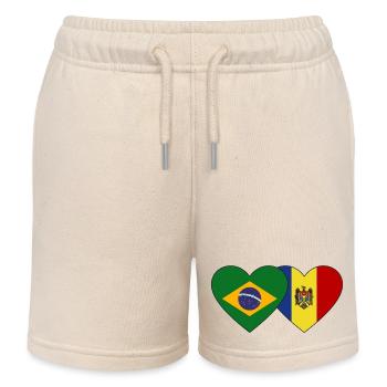 Brasilien Andorra Flagge Herz - Kinder Organic Joggingshorts Mini Bolter von Stanley/Stella - Natur - Vorne