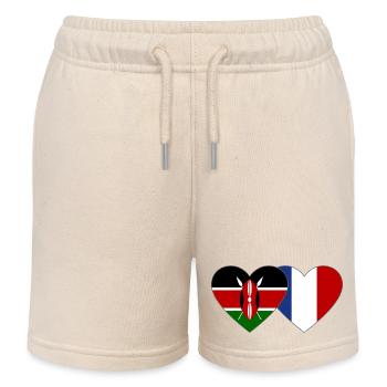 Kenya France Flag Heart - Short de jogging enfant bio Stanley/Stella - écru doux - Devant