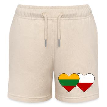 Litauen Polen Flagge Herz - Kinder Organic Joggingshorts Mini Bolter von Stanley/Stella - Natur - Vorne