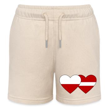 Poland Latvia Flag Heart - Kids Organic Sweat Shorts by Stanley/Stella - soft Ecru - Front