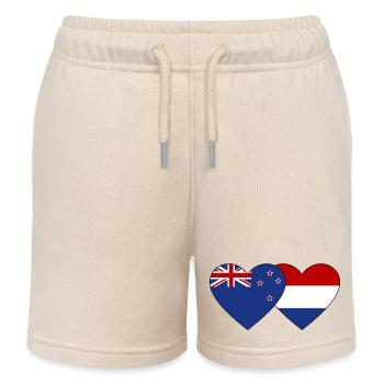 New Zealand Holland Flag Heart - Kids Organic Sweat Shorts by Stanley/Stella - soft Ecru - Front