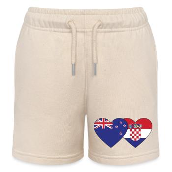 Nouvelle-Zélande Croatie Flag Heart - Short de jogging enfant bio Stanley/Stella - écru doux - Devant