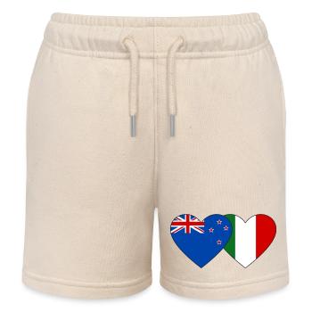 Nouvelle-Zélande Italie Flag Heart - Short de jogging enfant bio Stanley/Stella - écru doux - Devant