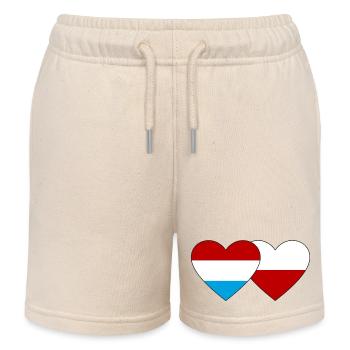 Luxemburg Polen Flagge Herz - Kinder Organic Joggingshorts Mini Bolter von Stanley/Stella - Natur - Vorne