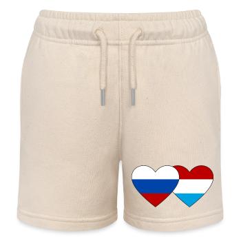 Russie Luxembourg Flag Heart - Short de jogging enfant bio Stanley/Stella - écru doux - Devant