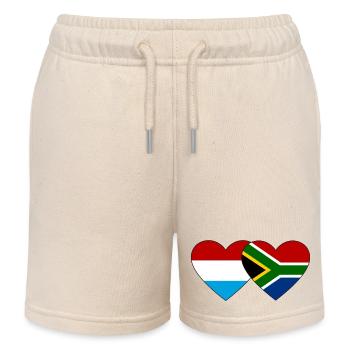 Luxembourg South Africa Flag Heart - Kids Organic Sweat Shorts by Stanley/Stella - soft Ecru - Front