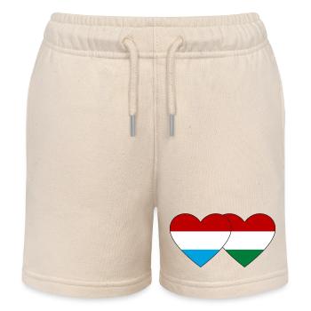 Luxembourg Hungary Flag Heart - Kids Organic Sweat Shorts by Stanley/Stella - soft Ecru - Front