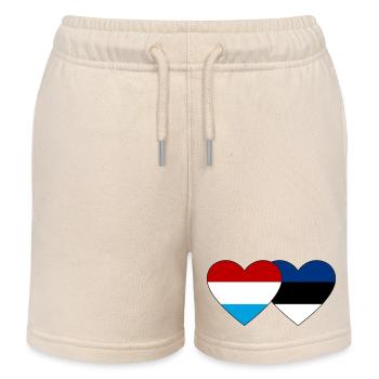 Luxemburg Estland Flagge Herz - Kinder Organic Joggingshorts Mini Bolter von Stanley/Stella - Natur - Vorne