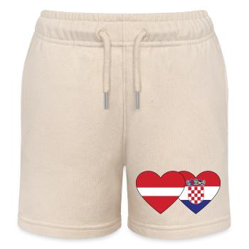 Latvia Croatia Flag Heart - Kids Organic Sweat Shorts by Stanley/Stella - soft Ecru - Front