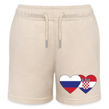 Russia Croatia flag heart - Kids Organic Sweat Shorts by Stanley/Stella - soft Ecru - Front