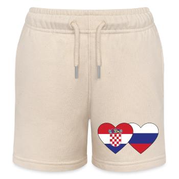 Croatie Russie drapeau coeur - Short de jogging enfant bio Stanley/Stella - écru doux - Devant