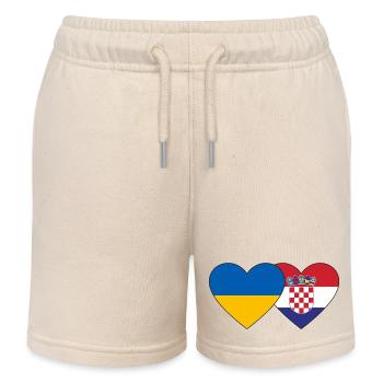 Ukraine Croatia flag heart - Kids Organic Sweat Shorts by Stanley/Stella - soft Ecru - Front