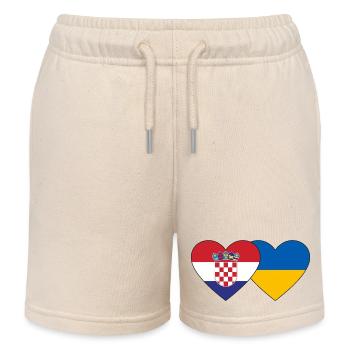 Croatia Ukraine flag heart - Kids Organic Sweat Shorts by Stanley/Stella - soft Ecru - Front