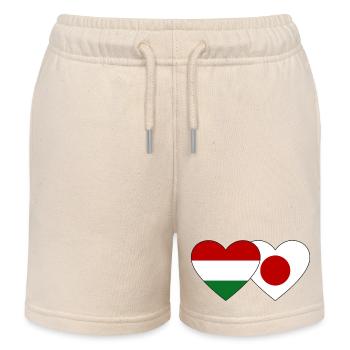 Hongrie Japon Flag Coeur - Short de jogging enfant bio Stanley/Stella - écru doux - Devant