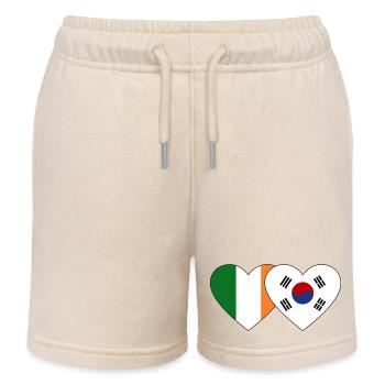 Ireland South Korea Flag Heart - Kids Organic Sweat Shorts by Stanley/Stella - soft Ecru - Front