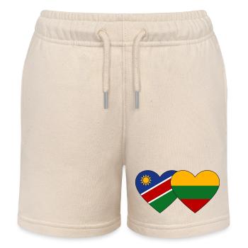 Namibia Lithuania Flag Heart - Kids Organic Sweat Shorts by Stanley/Stella - soft Ecru - Front