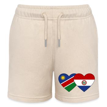 Namibia Dominikanische Republik Flagge Herz - Kinder Organic Joggingshorts Mini Bolter von Stanley/Stella - Natur - Vorne