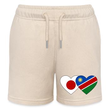 Japan Namibia Flag Heart - Kids Organic Sweat Shorts by Stanley/Stella - soft Ecru - Front