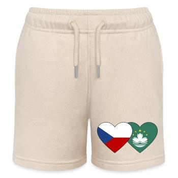 Tschechien Macau Flagge Herz - Kinder Organic Joggingshorts Mini Bolter von Stanley/Stella - Natur - Vorne