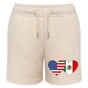 USA Meksiko Flagge Herz - Kinder Organic Joggingshorts Mini Bolter von Stanley/Stella - Natur - Vorne