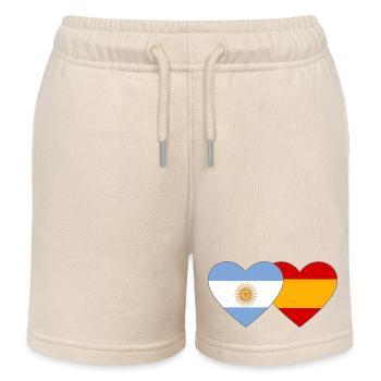 Argentinien Spanien Flagge Herz - Kinder Organic Joggingshorts Mini Bolter von Stanley/Stella - Natur - Vorne