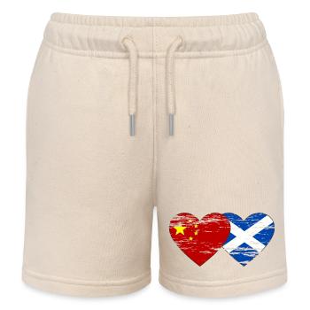 Ecosse Chine drapeau coeur utilisé - Short de jogging enfant bio Stanley/Stella - écru doux - Devant