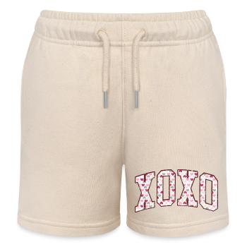 XOXO Heart Retro Design Love - Kids Organic Sweat Shorts by Stanley/Stella - soft Ecru - Front