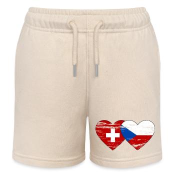 Suisse République Tchèque Drapeau Coeur Utilisé - Short de jogging enfant bio Stanley/Stella - écru doux - Devant