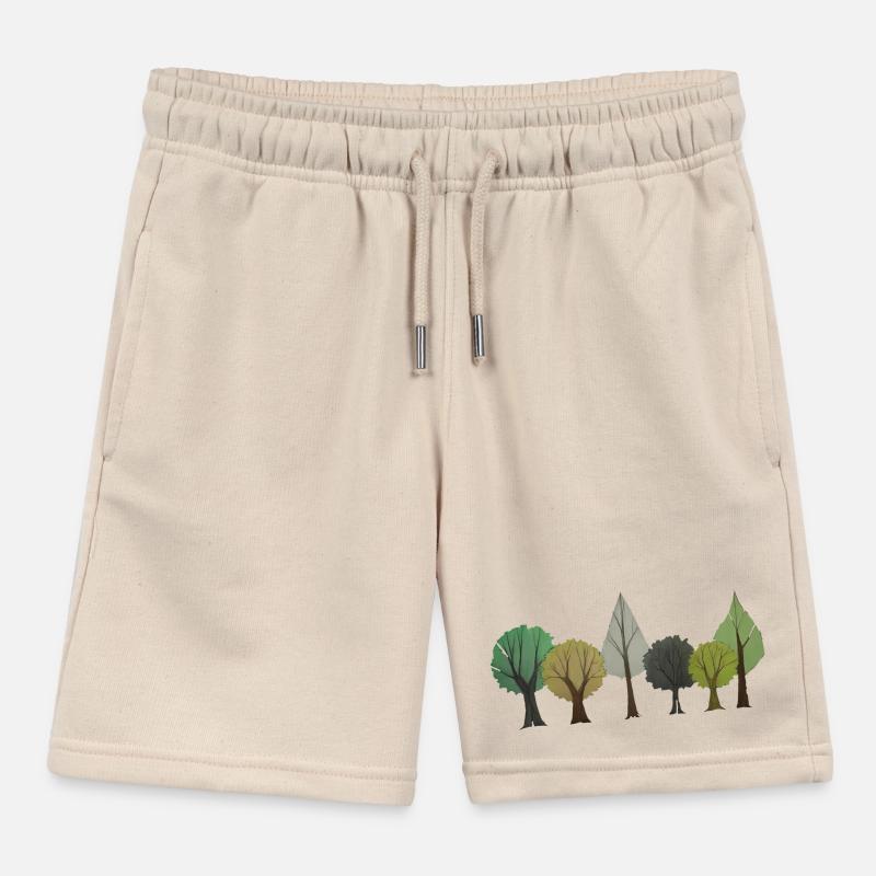 Trees Deciduous Forest Drawing Kids Organic Sweat Shorts by Stanley/Stella