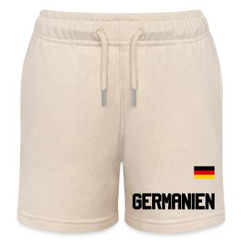 Germany jersey look GERMANIEN flag on chest - Kids Organic Sweat Shorts by Stanley/Stella - soft Ecru - Front