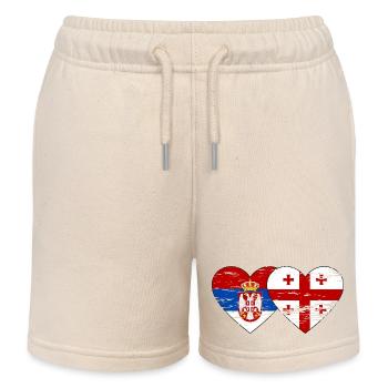 Serbie Géorgie Drapeau Coeur Utilisé - Short de jogging enfant bio Stanley/Stella - écru doux - Devant