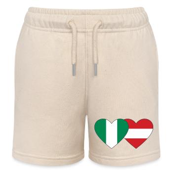 Nigeria Austria Flag Heart - Kids Organic Sweat Shorts by Stanley/Stella - soft Ecru - Front
