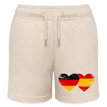Allemagne Espagne Drapeau Mains Coeur Forme Utilisé - Short de jogging enfant bio Stanley/Stella - écru doux - Devant