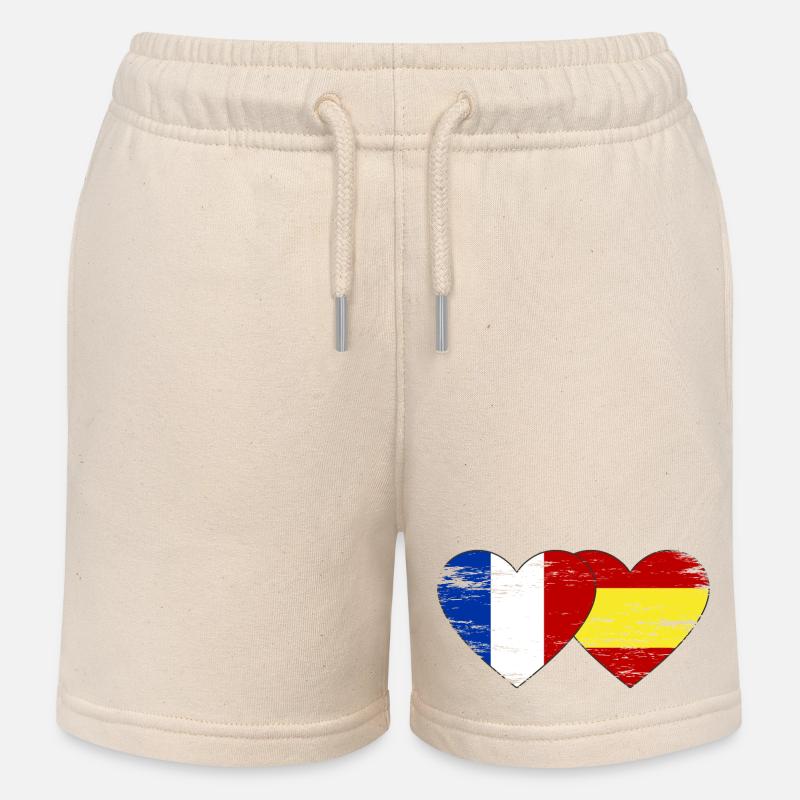 France Espagne Drapeau Mains Coeur Forme Utilisé - Short de jogging enfant bio Stanley/Stella - écru doux