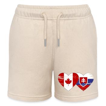Drapeau du Canada Slovaquie coeur utilisé - Short de jogging enfant bio Stanley/Stella - écru doux - Devant