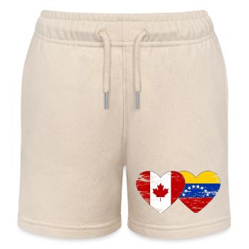 Drapeau Canada Venezuela coeur utilisé - Short de jogging enfant bio Stanley/Stella - écru doux - Devant