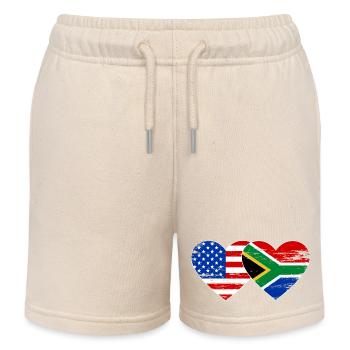 Drapeau des États-Unis d’Afrique du Sud en forme de cœur utilisé - Short de jogging enfant bio Stanley/Stella - écru doux - Devant