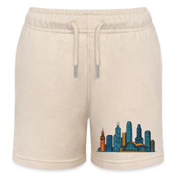 Hong Kong City Skyline - Kids Organic Sweat Shorts by Stanley/Stella - soft Ecru - Front