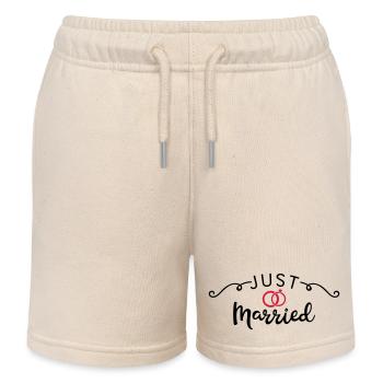 just married - Kids Organic Sweat Shorts by Stanley/Stella - soft Ecru - Front