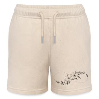 Floral fleur de cerisier et signe de l’infini. - Short de jogging enfant bio Stanley/Stella - écru doux - Devant