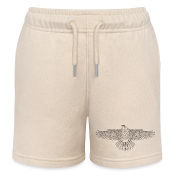 Digital Falcon – Modern Line Art in Black - Kids Organic Sweat Shorts by Stanley/Stella - soft Ecru - Front