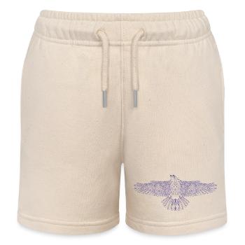Digital Falcon – Modern Line Art in Blue - Kids Organic Sweat Shorts by Stanley/Stella - soft Ecru - Front
