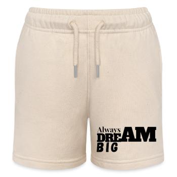Bold Dream Big Typography Tee - Kids Organic Sweat Shorts by Stanley/Stella - soft Ecru - Front