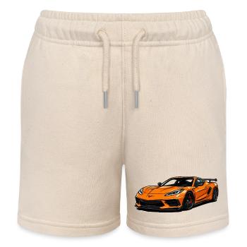 Orange Sports Car Illustration - Kids Organic Sweat Shorts by Stanley/Stella - soft Ecru - Front