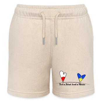 Feet in Poland, heart in Ukraine - Kids Organic Sweat Shorts by Stanley/Stella - soft Ecru - Front