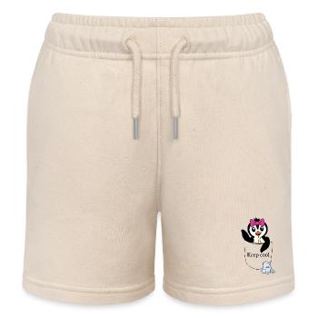 Pingouin dans la poche de poitrine – Restez au frais - Short de jogging enfant bio Stanley/Stella - écru doux - Devant
