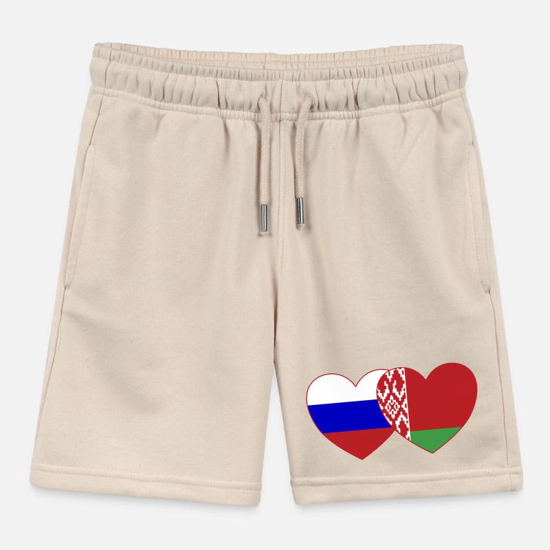 Russie Biélorussie Drapeau Cœur Short de jogging enfant bio Stanley/Stella